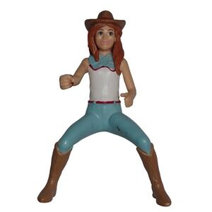 Schleich Horse Rider Cowgirl Equestrian Rider in Blue Red Hair replacement